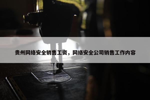 贵州网络安全销售工资，网络安全公司销售工作内容