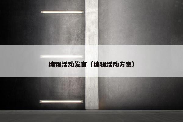 编程活动发言（编程活动方案）