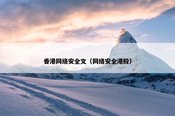香港网络安全文（网络安全港股）