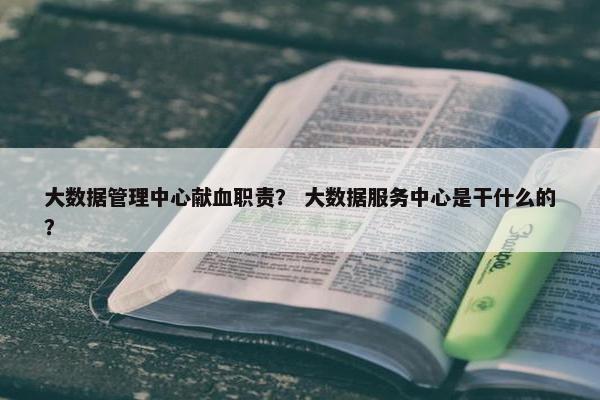 大数据管理中心献血职责？ 大数据服务中心是干什么的？