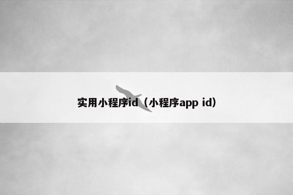 实用小程序id（小程序app id）