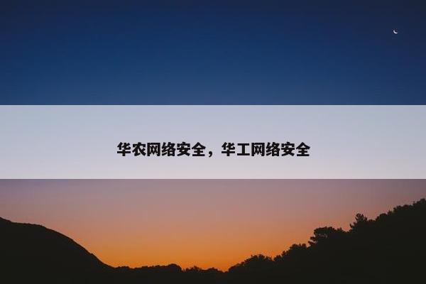 华农网络安全，华工网络安全