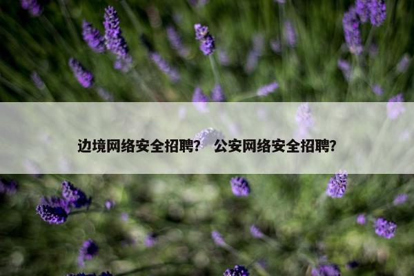 边境网络安全招聘？ 公安网络安全招聘？