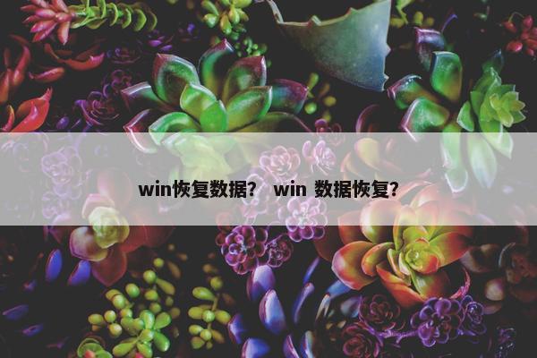 win恢复数据？ win 数据恢复？