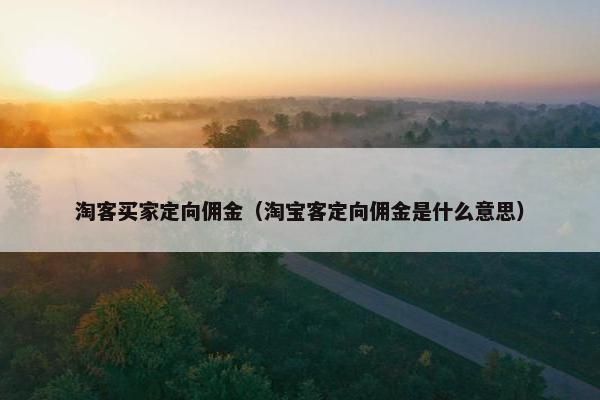 淘客买家定向佣金（淘宝客定向佣金是什么意思）