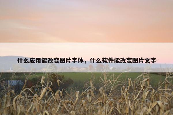 什么应用能改变图片字体，什么软件能改变图片文字