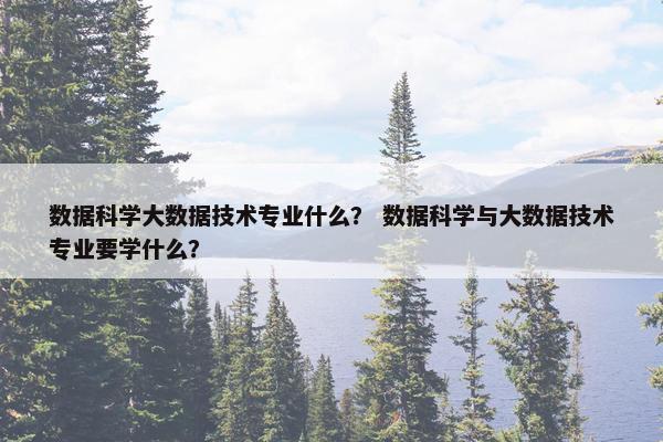 数据科学大数据技术专业什么？ 数据科学与大数据技术专业要学什么？
