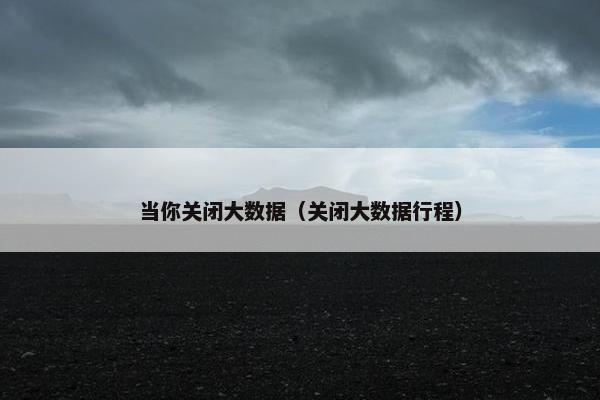 当你关闭大数据（关闭大数据行程）
