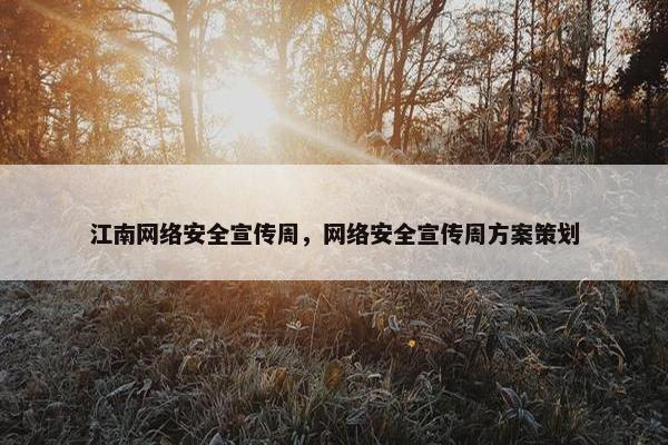江南网络安全宣传周，网络安全宣传周方案策划