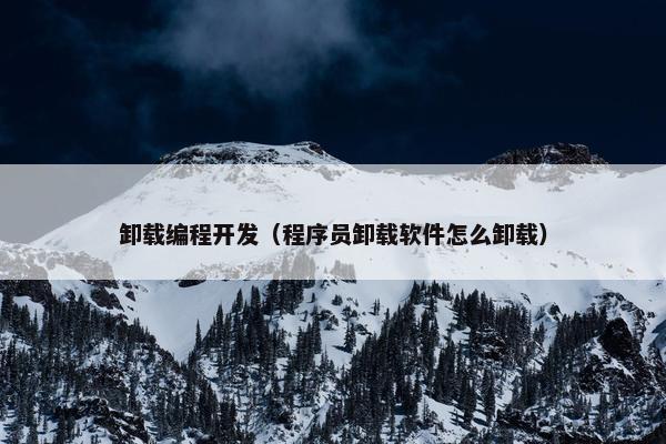 卸载编程开发（程序员卸载软件怎么卸载）