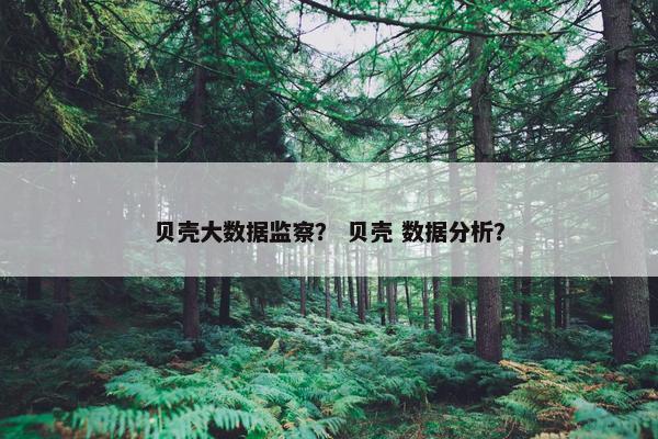 贝壳大数据监察？ 贝壳 数据分析？