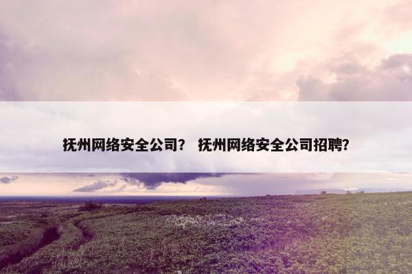 抚州网络安全公司？ 抚州网络安全公司招聘？