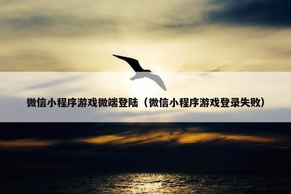 微信小程序游戏微端登陆（微信小程序游戏登录失败）