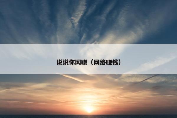 说说你网赚（网络赚钱）