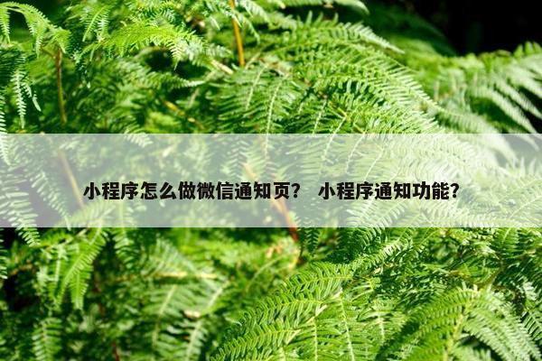 小程序怎么做微信通知页？ 小程序通知功能？