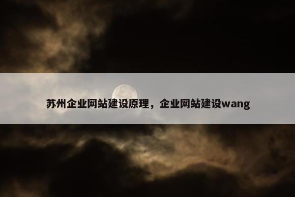 苏州企业网站建设原理，企业网站建设wang