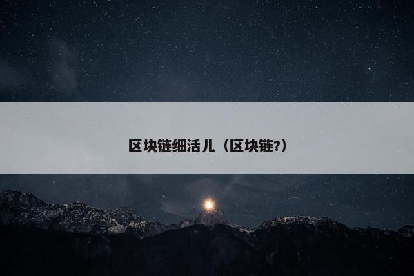 区块链细活儿（区块链?）