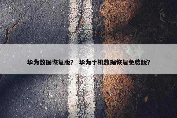 华为数据恢复版？ 华为手机数据恢复免费版？