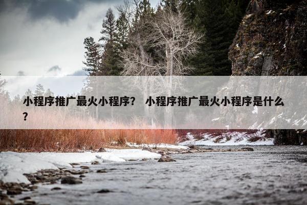 小程序推广最火小程序？ 小程序推广最火小程序是什么？