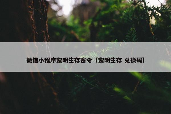 微信小程序黎明生存密令（黎明生存 兑换码）