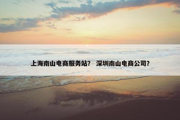 上海南山电商服务站？ 深圳南山电商公司？