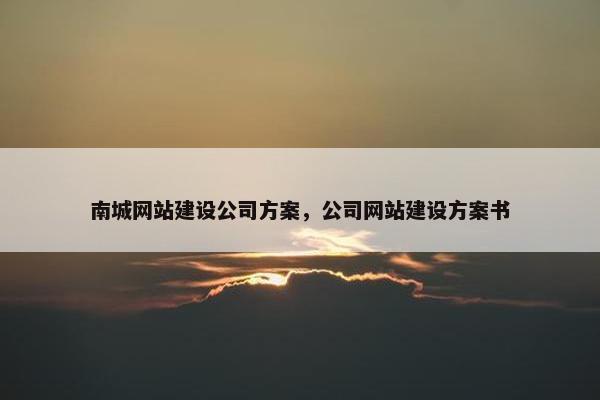 南城网站建设公司方案，公司网站建设方案书