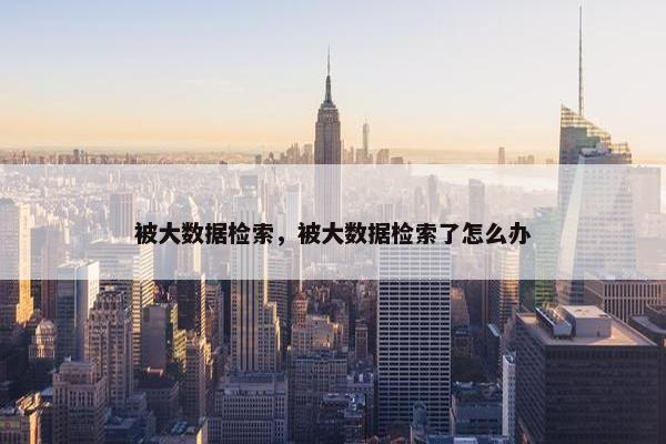 被大数据检索，被大数据检索了怎么办