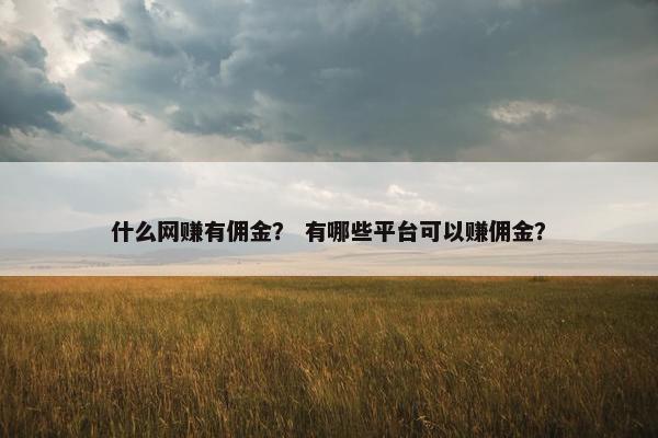 什么网赚有佣金？ 有哪些平台可以赚佣金？
