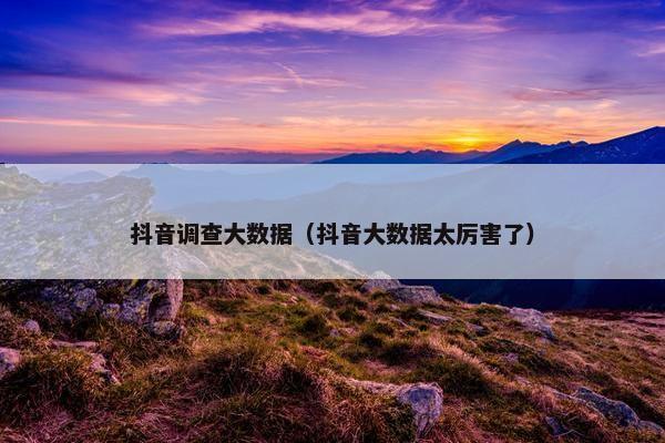 抖音调查大数据（抖音大数据太厉害了）