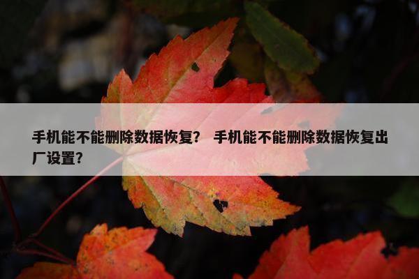 手机能不能删除数据恢复？ 手机能不能删除数据恢复出厂设置？