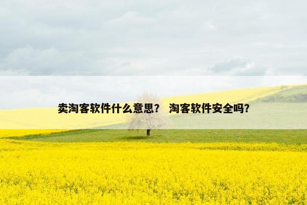 卖淘客软件什么意思？ 淘客软件安全吗？