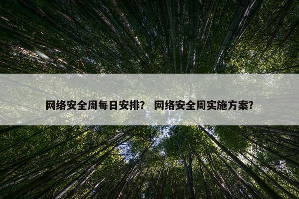 网络安全周每日安排？ 网络安全周实施方案？