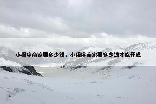 小程序商家要多少钱，小程序商家要多少钱才能开通