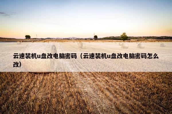 云速装机u盘改电脑密码（云速装机u盘改电脑密码怎么改）