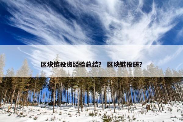 区块链投资经验总结？ 区块链投研？