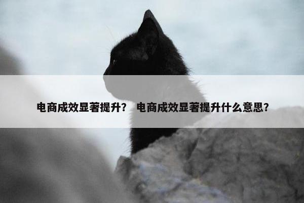 电商成效显著提升？ 电商成效显著提升什么意思？