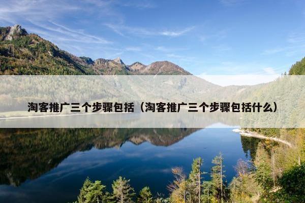 淘客推广三个步骤包括（淘客推广三个步骤包括什么）