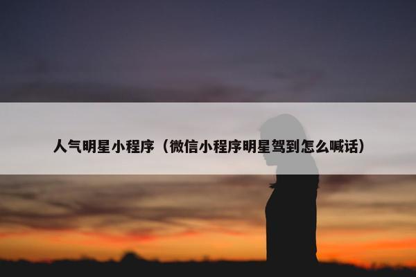 人气明星小程序（微信小程序明星驾到怎么喊话）