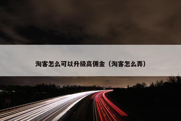 淘客怎么可以升级高佣金（淘客怎么弄）