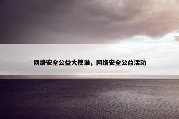 网络安全公益大使谁，网络安全公益活动