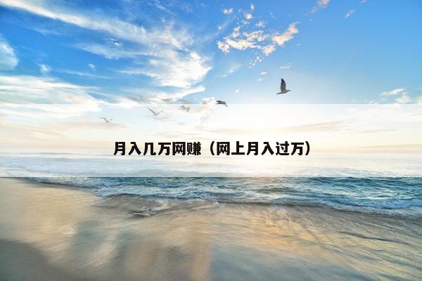 月入几万网赚（网上月入过万）