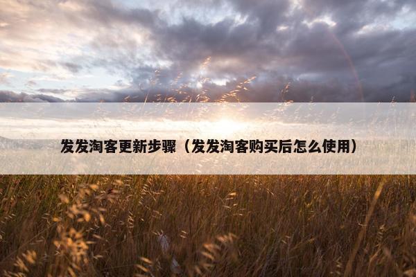 发发淘客更新步骤（发发淘客购买后怎么使用）