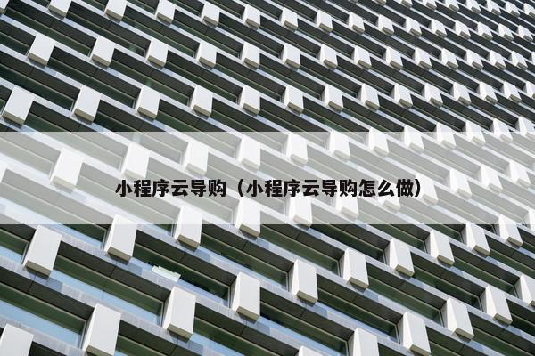 小程序云导购（小程序云导购怎么做）