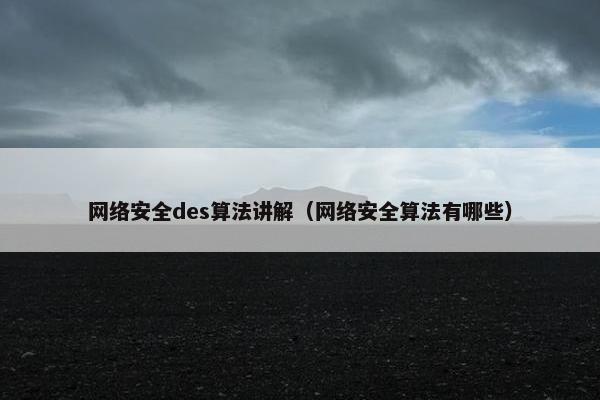 网络安全des算法讲解（网络安全算法有哪些）