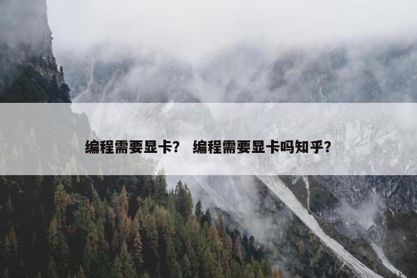 编程需要显卡？ 编程需要显卡吗知乎？
