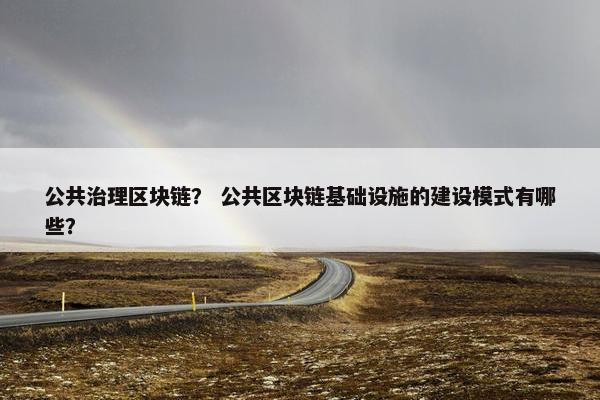公共治理区块链？ 公共区块链基础设施的建设模式有哪些？