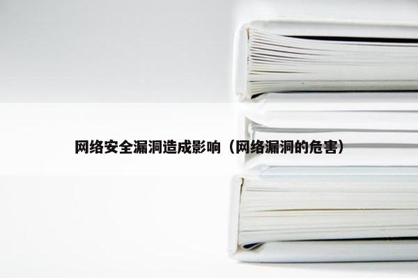 网络安全漏洞造成影响（网络漏洞的危害）