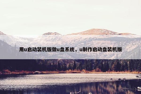 用u启动装机版做u盘系统，u制作启动盘装机版