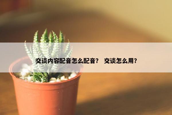 交谈内容配音怎么配音？ 交谈怎么用？