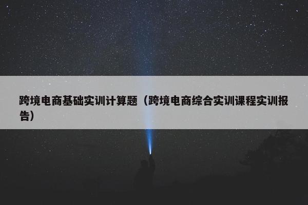 跨境电商基础实训计算题（跨境电商综合实训课程实训报告）